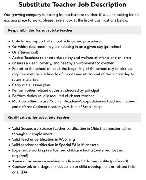 special education substitute teacher requirements